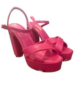 Rampage Women’s Pink Platform Block Heel Sandals